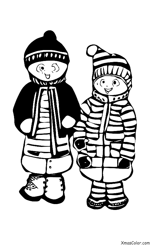 Christmas / Snow Ball Fights: Two kids having a snowball fight