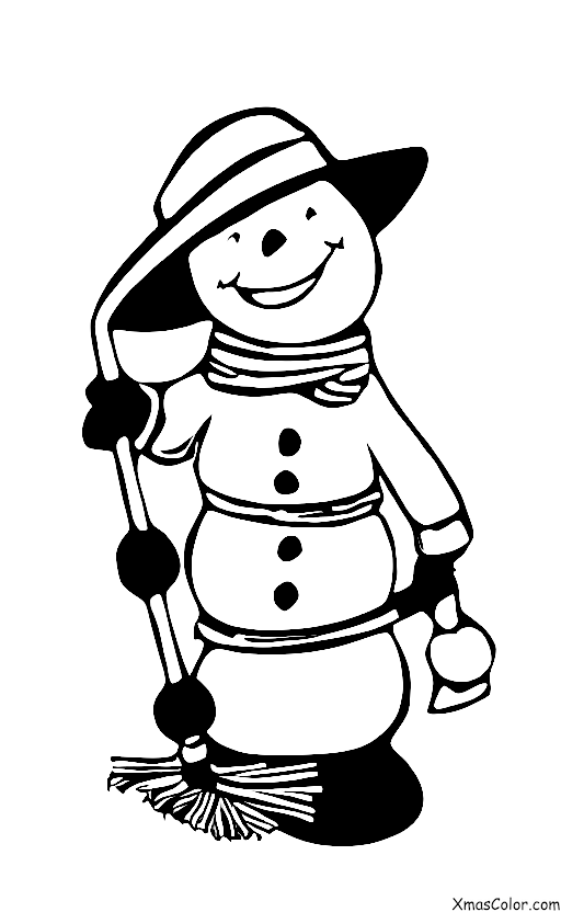 Christmas / Snow Man: A snow man with a broom