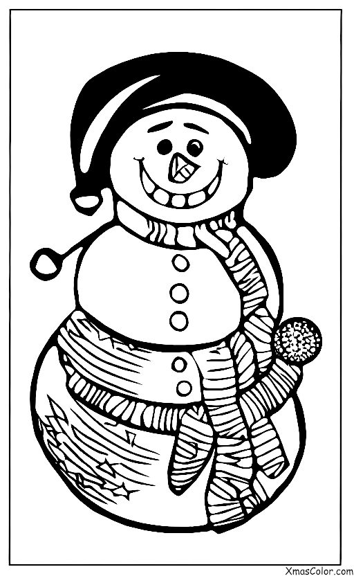 Christmas / Snow Man: A snowman with a Santa hat on his head
