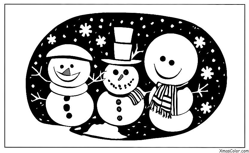 Christmas / Snow Man: A snowman with a scarf and carrot nose