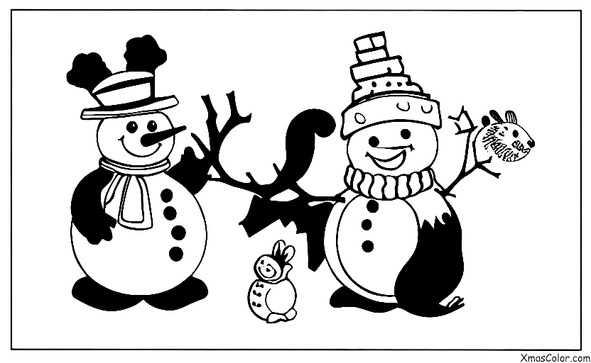 Christmas / Snow Man: A snowman with animals