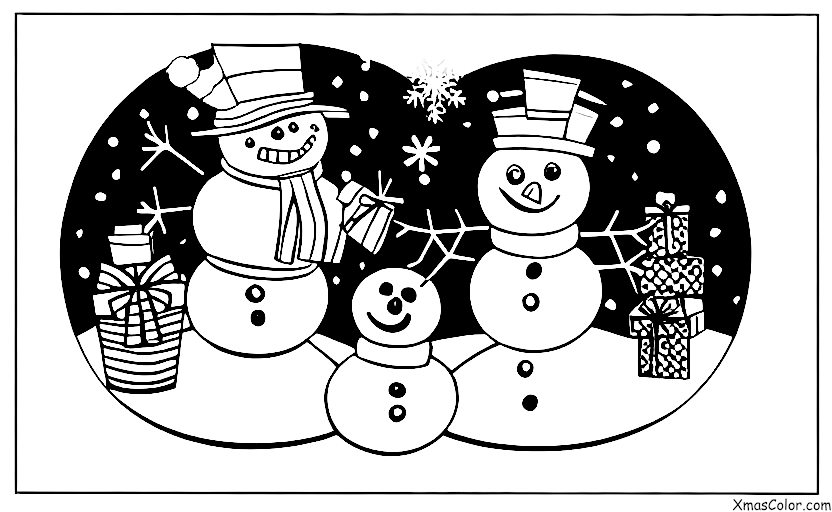 Christmas / Snow Man: A snowman with presents