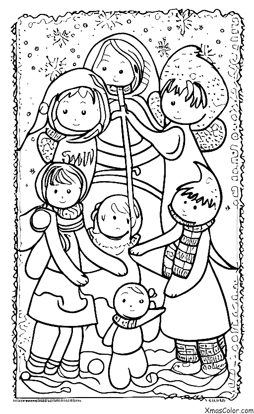 Christmas / Snow: A family of three making snow angels