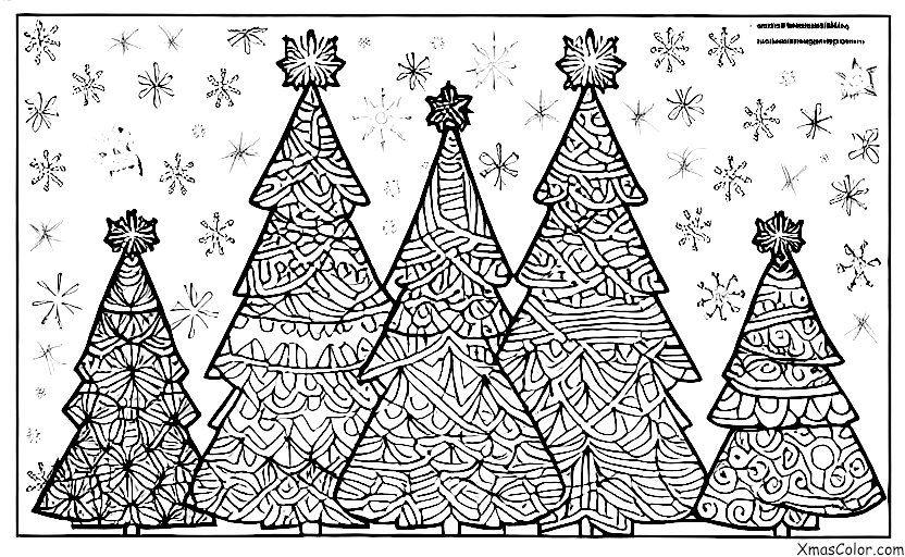 Christmas / Snowflakes: A group of snowflakes forming a Christmas tree