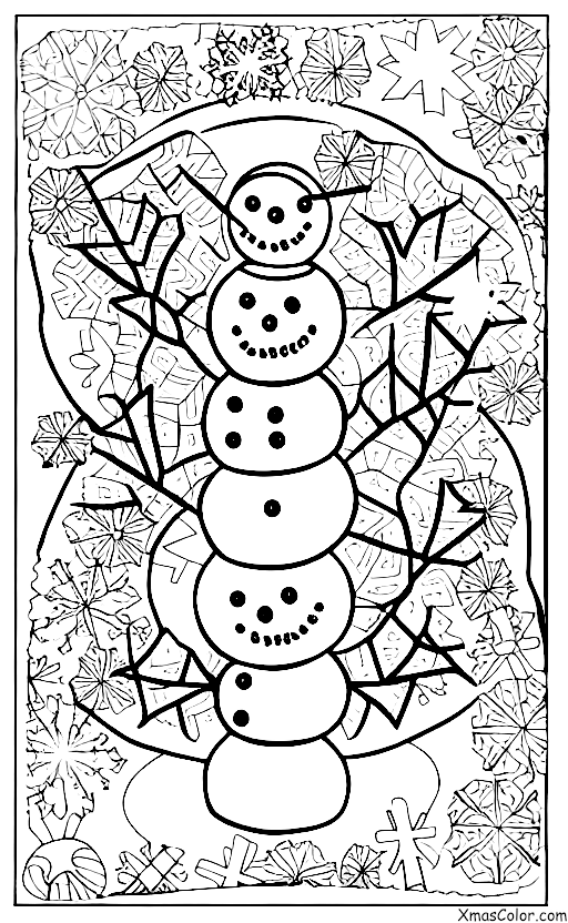 Christmas / Snowflakes: A group of snowflakes forming a snowman