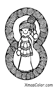 Christmas / St. Lucia's Day: A girl dressed in white with a wreath of candles on her head