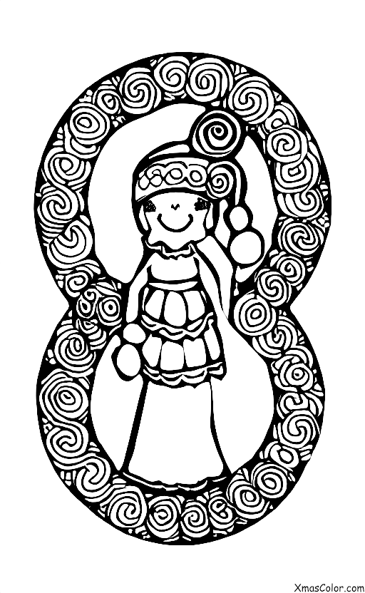 Christmas / St. Lucia's Day: A girl dressed in white with a wreath of candles on her head
