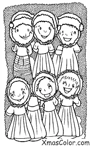 Christmas / St. Lucia's Day: A group of people dressed in white with a wreath of candles on their heads