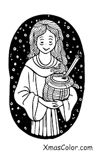 Christmas / St. Lucia's Day: St. Lucia bringing light into a dark room