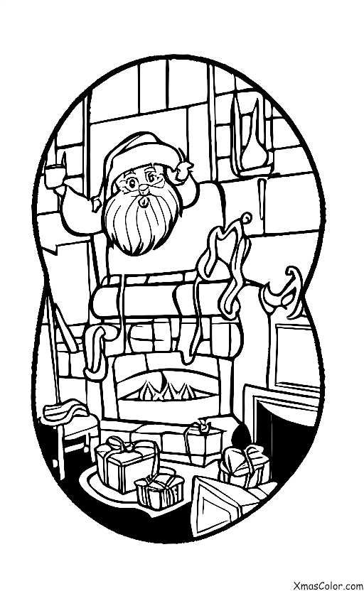 Christmas / St. Nicholas Day: St. Nicholas coming down the chimney