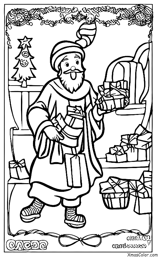Christmas / St. Nicholas Day: St. Nicholas with a sack of candy