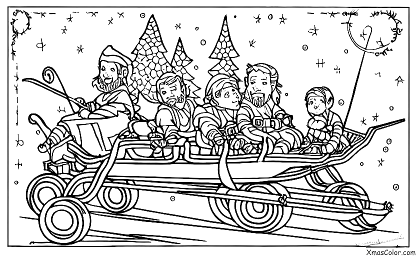 Christmas / Star Wars Christmas: Obi Wan Kenobi and Qui Gon Jinn riding on a sleigh