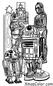 Christmas / Star Wars Christmas: R2D2 and C3PO are decorating the Christmas tree