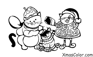 Christmas / Stringing Christmas lights: A cat is playing with Christmas lights and gets tangled up