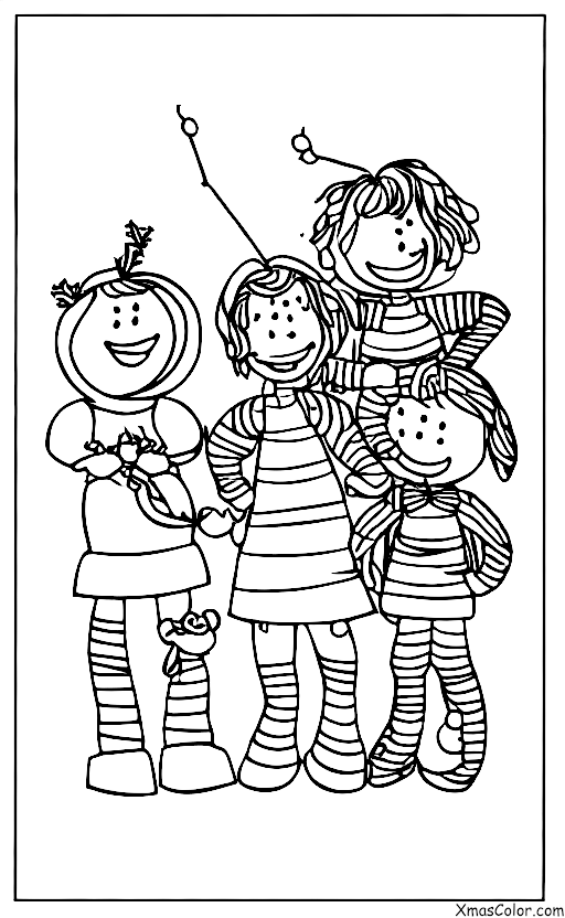 Christmas / Stringing Christmas lights: A group of friends is stringing Christmas lights together
