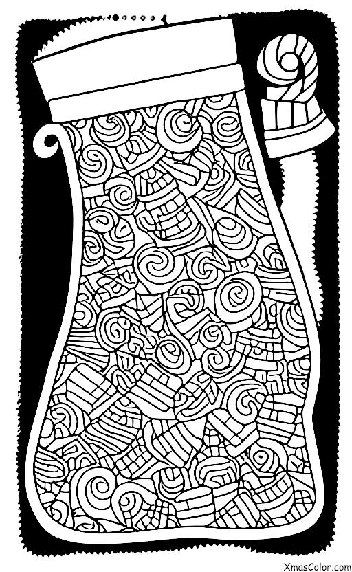 Christmas / Stuffed Christmas Stockings: A large stocking filled with an array of colorful candy