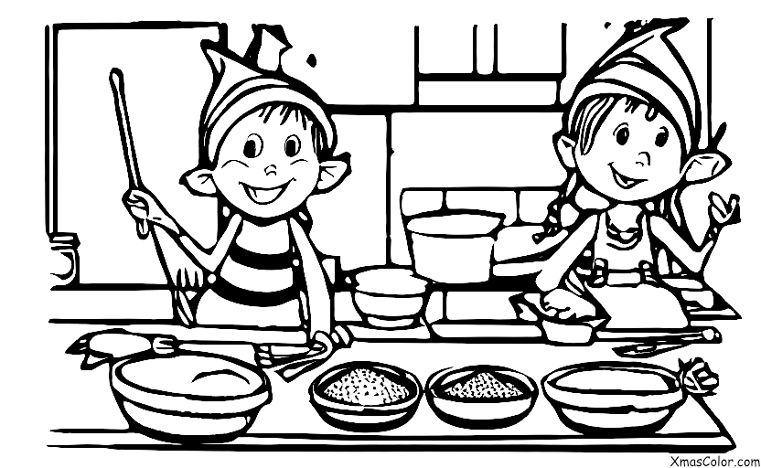 Christmas / The elves: An elf baking cookies