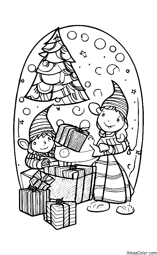 Christmas / The elves: The elves wrapping presents