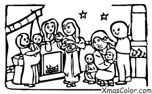 Christmas / The First Noel: The First Noel being sung by a family around the fireplace