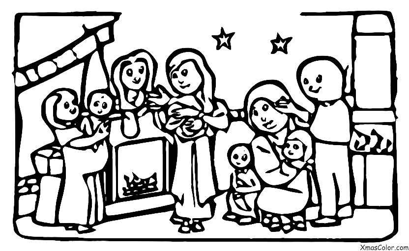 Christmas / The First Noel: The First Noel being sung by a family around the fireplace