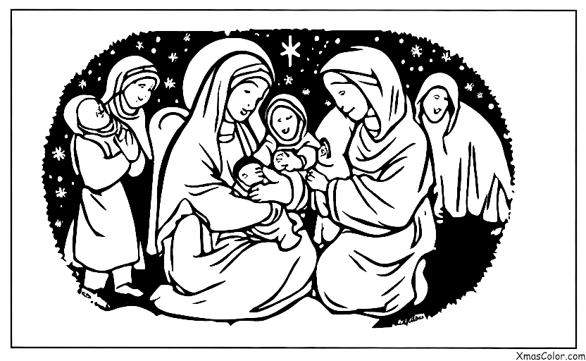Christmas / The First Noel: The shepherds being called by the angels to come see the newborn baby Jesus