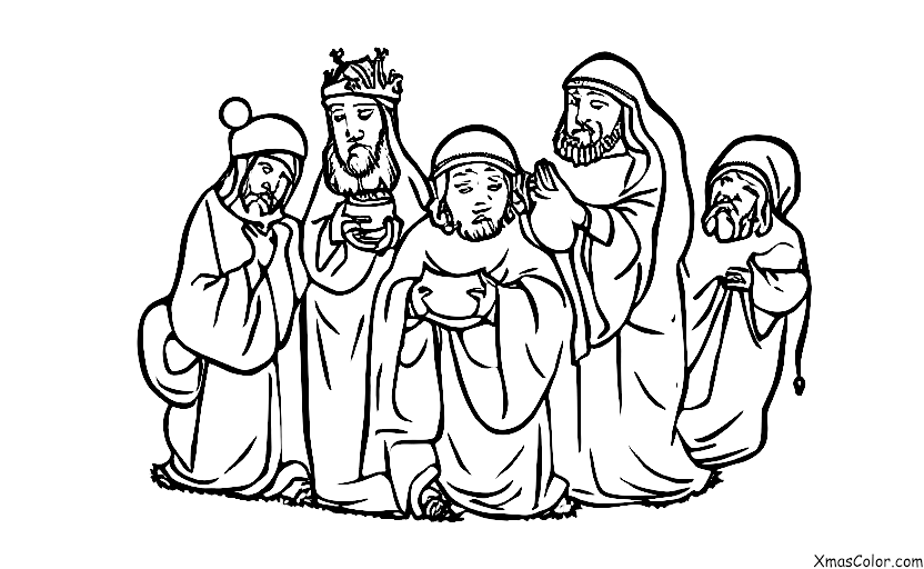 Christmas / The Wise Men: The three wise men presenting their gifts to Jesus