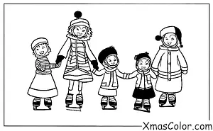 Christmas / Unusual Christmas: A family ice skating in the park