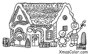 Christmas / Unusual Christmas: A family making a gingerbread house