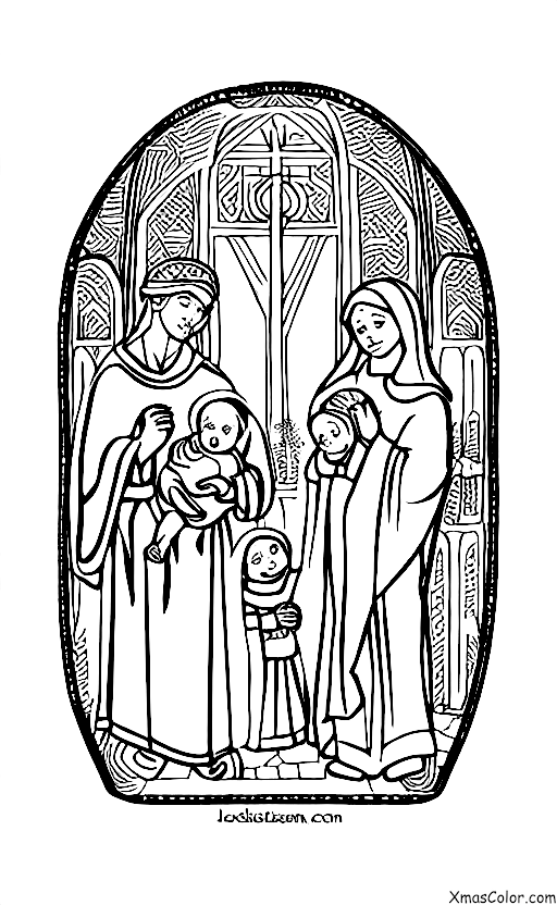 Christmas / White Christmas: White Christmas scene with a nativity scene