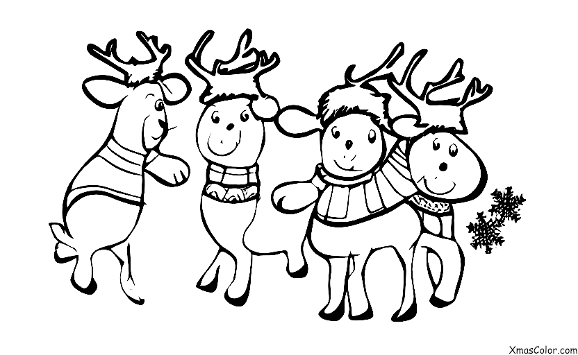 Christmas / Wrapping Christmas Gifts: reindeers wrapping a Christmas present