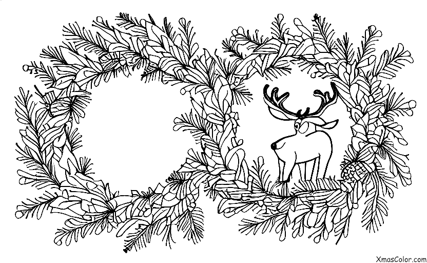 Christmas / Wreaths: A Christmas wreath with a reindeer