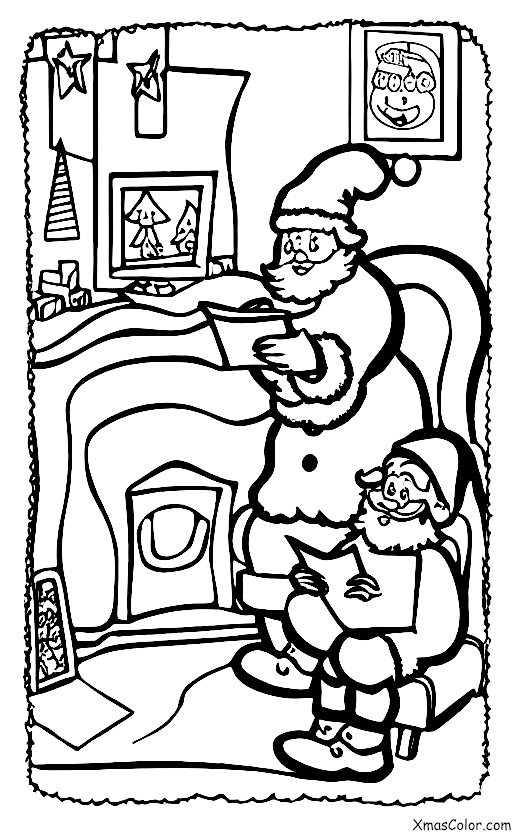 Christmas / Writing Letters to Santa: Santa reading a letter from a child